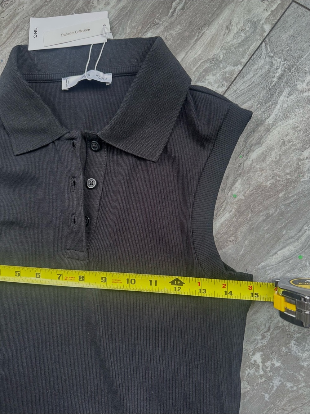 MANGO Polo Collar Mixed Maxi Dress Womens Black Sleeveless A Line NWT - Picture 4 of 8